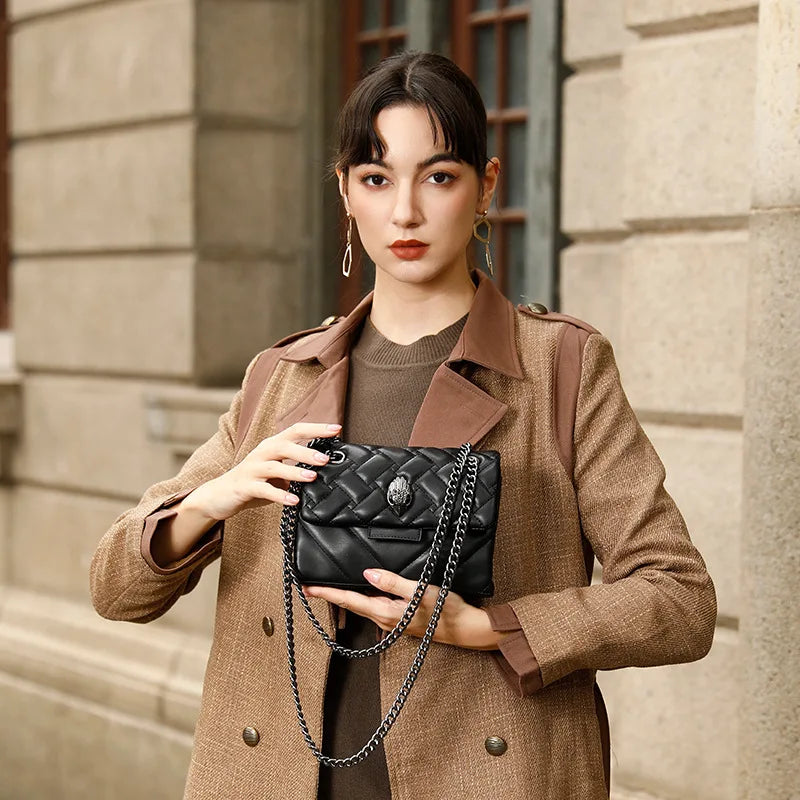 Foreign Trade Cross-Border E-Commerce Women's Chain Crossbody Shoulder Bag Flap Closure PU European Retro Style Small Handbag