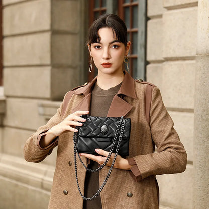 Foreign Trade Cross-Border E-Commerce Women's Chain Crossbody Shoulder Bag Flap Closure PU European Retro Style Small Handbag