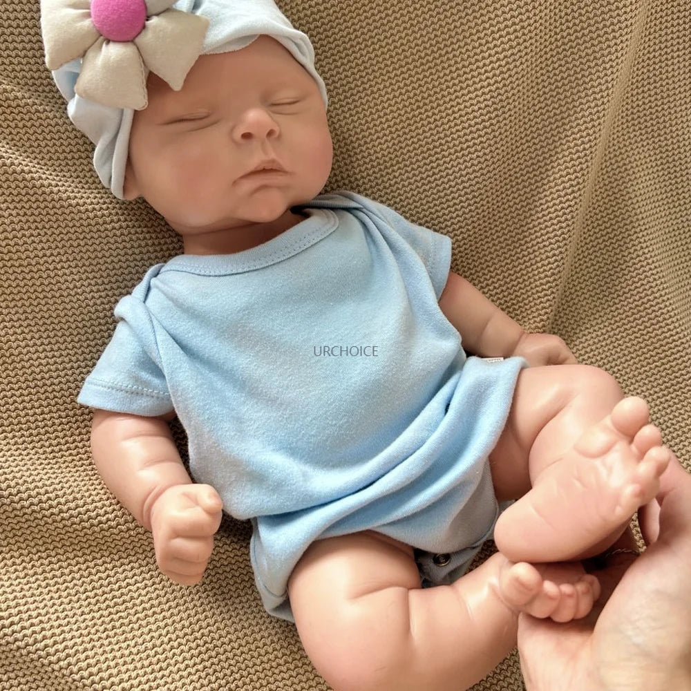 18' Lifelike Silicone Reborn Dolls Full Body Realistic Newborn Baby Doll with Closed Eyes Soft Platinum Silicone Baby Boy