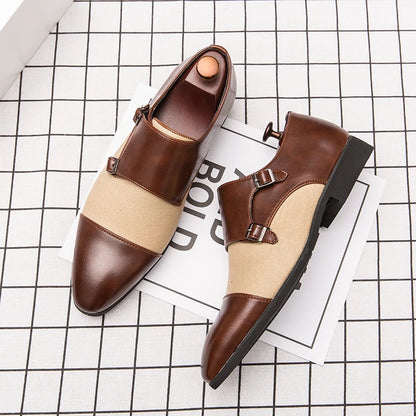 Point Toe Plus Size Casual Oxford Slip on Wedding Formal Men Monk Strap Dress Shoes