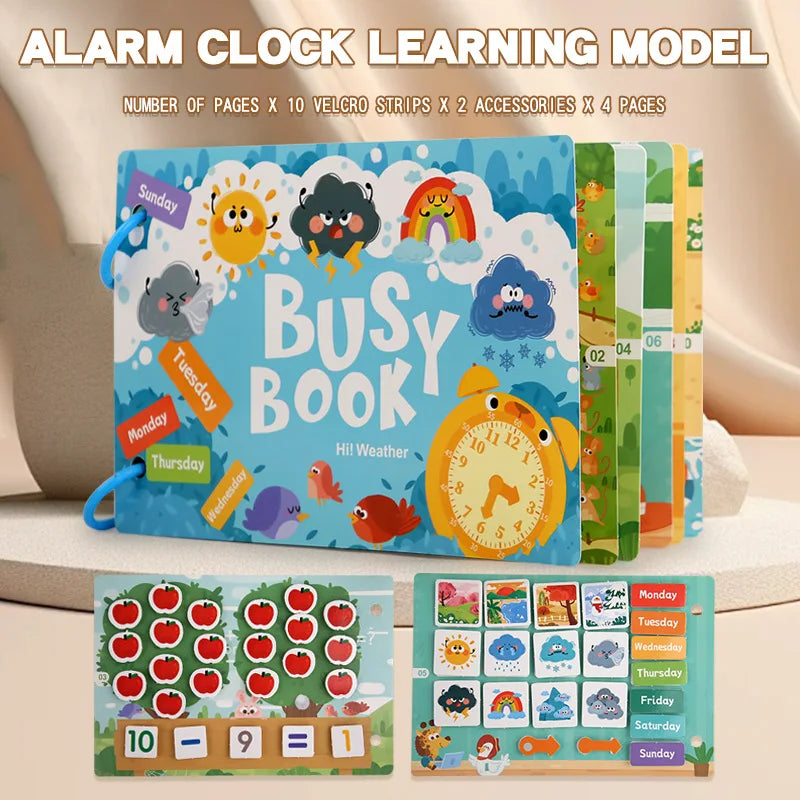 Toddler Quiet Book Early Learning Activities Puzzle Paste Matching Game Toy Kids Educational Magic Tape Wooden Busy Books Toys