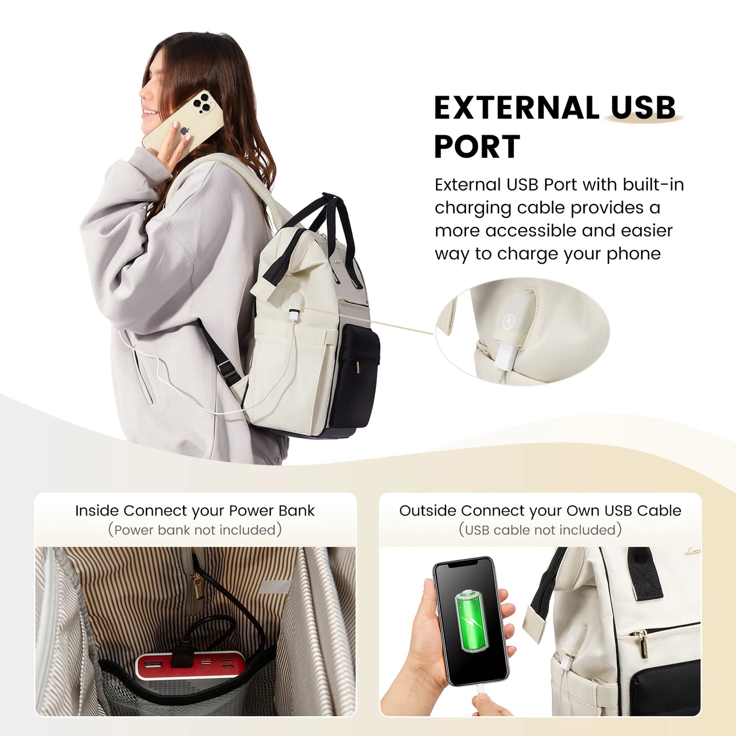LOVEVOOK Hot Sell Bag 15.6 Inch Waterproof  Multifunction Nylon USB Charger Backpack Business Travel Laptop Backpack