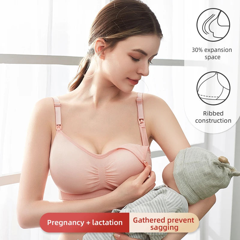 plus Size Seamless Nursing Bra for Women Breathable Maternity Push up Front Closure Underwear Adjustable Straps Wire-Free
