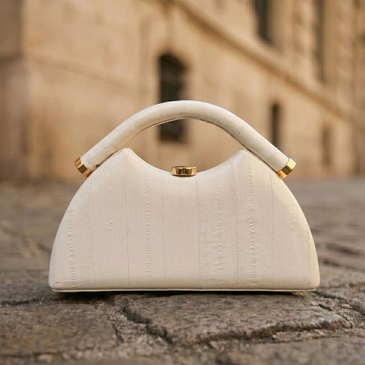 Black Glossy Croc Embossed Half Moon Top Handle Bag Women Curved U Shape Crocodile Hard Box Alligator Minimalist Gala Handbags