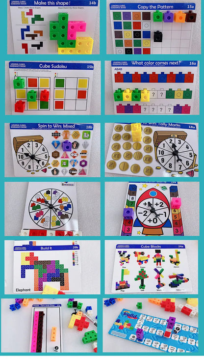 Montessori Rainbow Link Cubes Educational Toys Boxed Card Set Math Counting Learning Stacked Blocks Sensory Games Children Toys