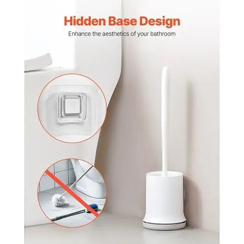 W2B Bathroom Accessories Toilet Brush and Holder Set with Matt Black PP Handle Deep Cleaning Plastic Cup for Hotels