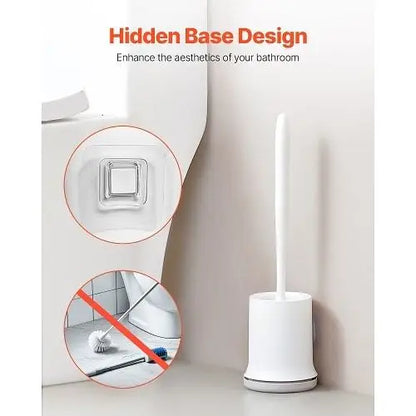 W2B Bathroom Accessories Toilet Brush and Holder Set with Matt Black PP Handle Deep Cleaning Plastic Cup for Hotels