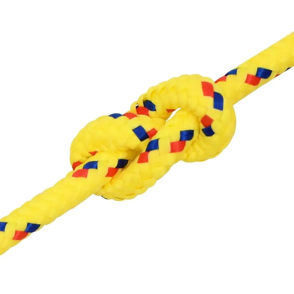 W2B VidaXL 0.31\" Yellow Boat Rope 82.0' Braided Polypropylene HDPE Polyethylene Nylon Polyester-Coiled Packing