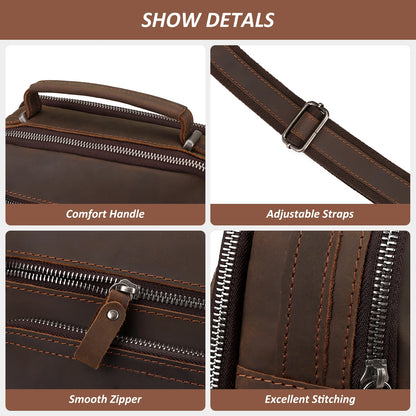 HUMERPAUL Men's Leather Shoulder Sling Bag Business Crossbody Messenger Bags for Work High Quality Male Cowhide Travel Handbag