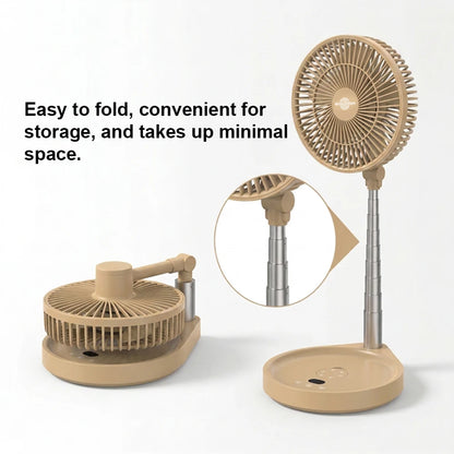 Electric Rechargeable Foldable Camping Fan with Remote Control, LED Lights, and Brushless Motor - Ideal for Outdoor & Hotel Use