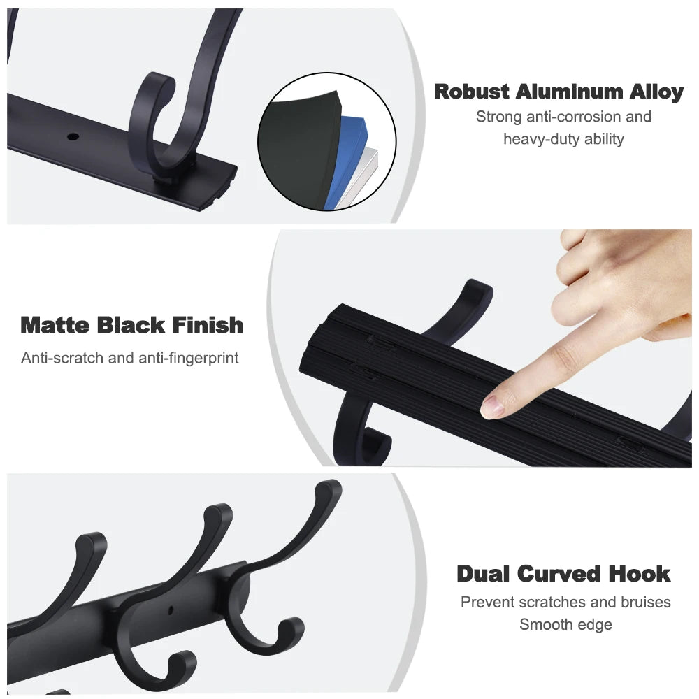 Home Storage Hooks Wall Hooks & Coat Racks Wall Mounted,Mental Black Coat Hanger Wall Mount Towel Hooks for Bathrooms