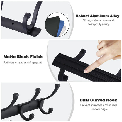 Home Storage Hooks Wall Hooks & Coat Racks Wall Mounted,Mental Black Coat Hanger Wall Mount Towel Hooks for Bathrooms