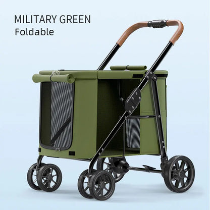 (Ready to Ship) Manufacture Pet Product Large Pet Dog and Cat Stroller with One-Hand Easy Fold Trolley