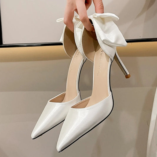 9CM/7CM Silk Material Zapatos Tacon Mujer Party Sexy New European Fashion White Pointed Heel Women's Pumps