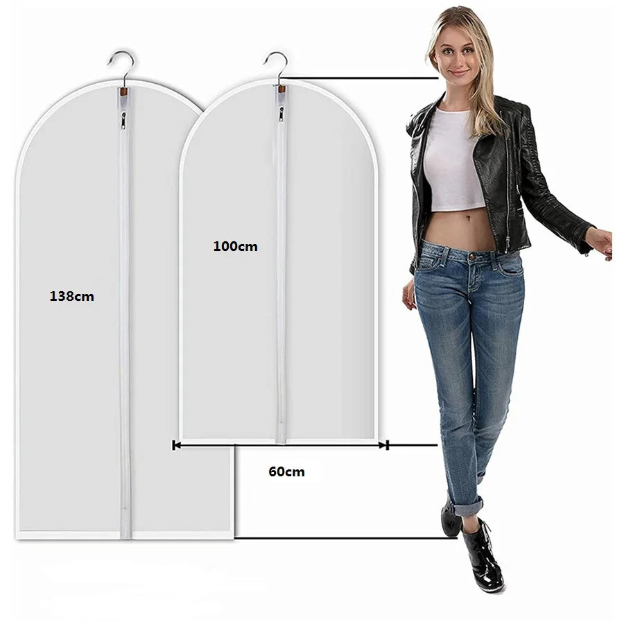 High Quality Custom Printed Clear Transparent PEVA PVC Wedding Dress Garment Bags Large Capacity Clear Plastic Cover Bags