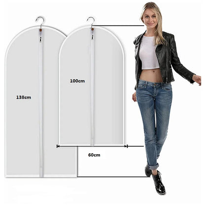 High Quality Custom Printed Clear Transparent PEVA PVC Wedding Dress Garment Bags Large Capacity Clear Plastic Cover Bags