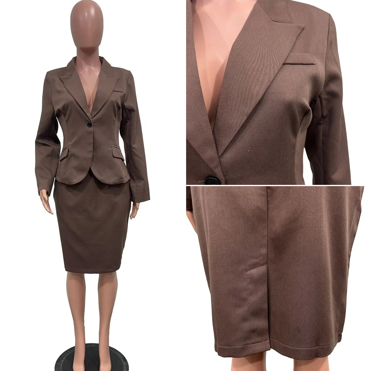 BN359 High Quality Ladies Suits Office Wear Long Sleeve Suit and Slit Slim Skirt Set Two Piece Business Suits for Women