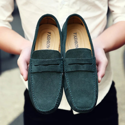 Men Casual Shoes Fashion Pea Shoes Handmade Suede Genuine Leather  Loafers Moccasins Slip on Men's Flats Driving Shoes Big Size