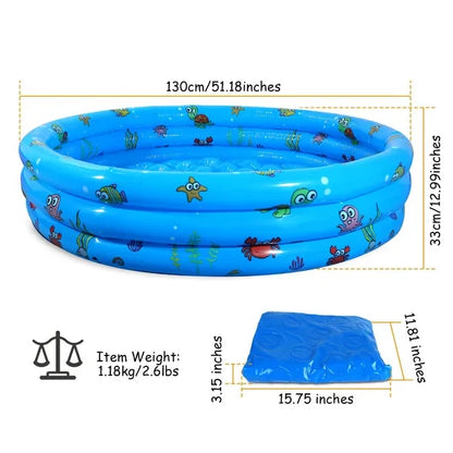 51x13-Inch Durable Foldable Swim Ball Pool FCJ Large Inflatable Family Swimming Pool for 3 Kids Easy to Blow up
