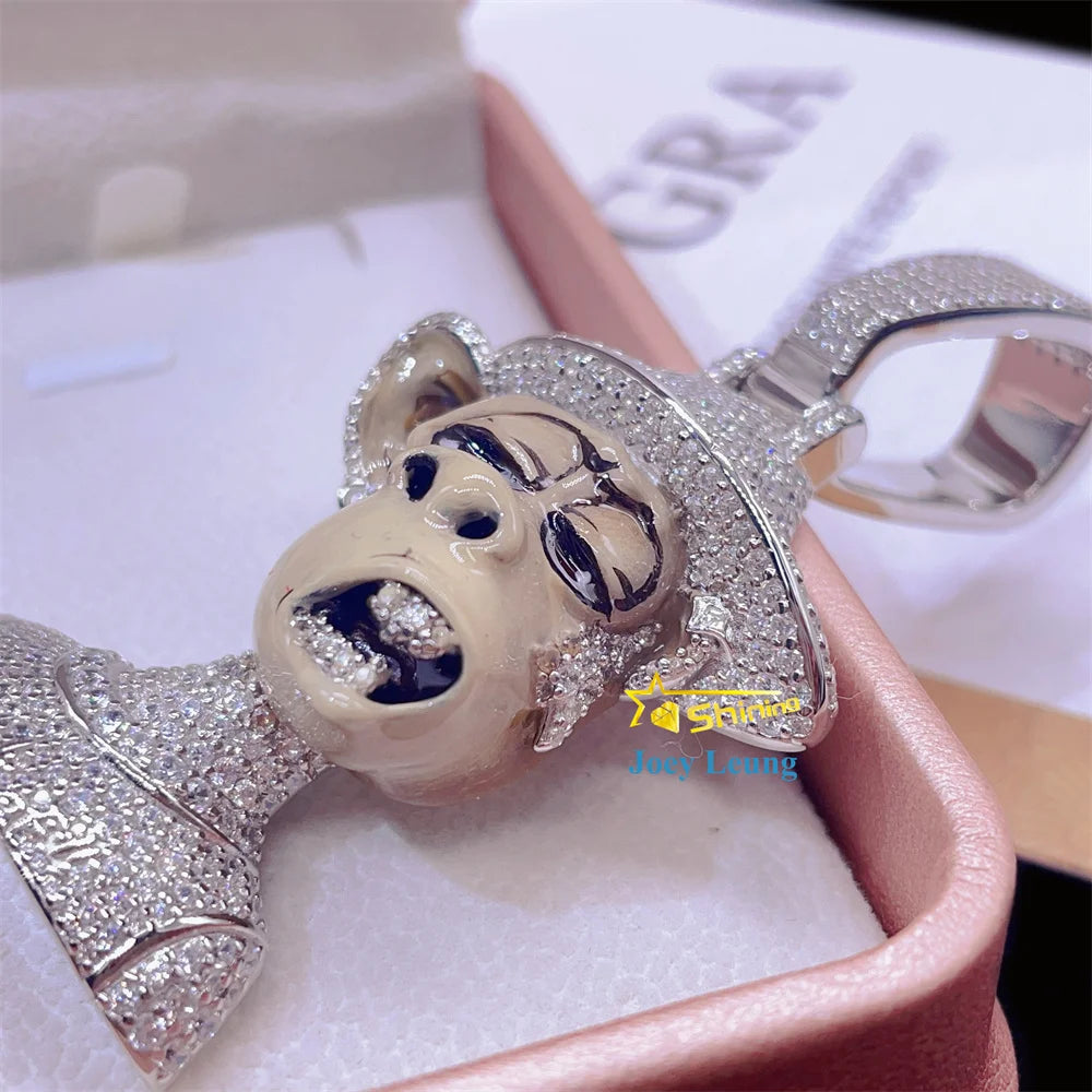 Luxury Hip Hop Jewelry 925 Sterling Silver VVS Mossinate Diamond 3D Design Enamel Iced Out Pendant Moissanite Custom Pendant