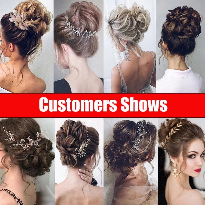 LUPU Synthetischer Haarknoten, unordentliche Haargummis mit Gummiband, natürliche, falsche Haargummistücke, Pferdeschwanz, farbig, Schwarz, Lila, Rosa, Grün