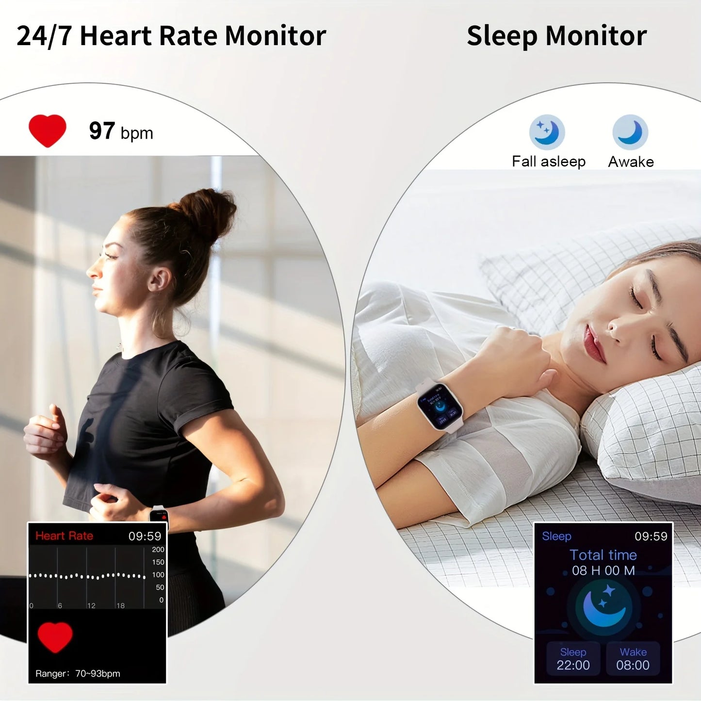 Smartwatch Features a 1.69" HD Color Display, Offers 25 Sports Modes, Includes a Fitness Tracker with Sleep Monitoring, and Is