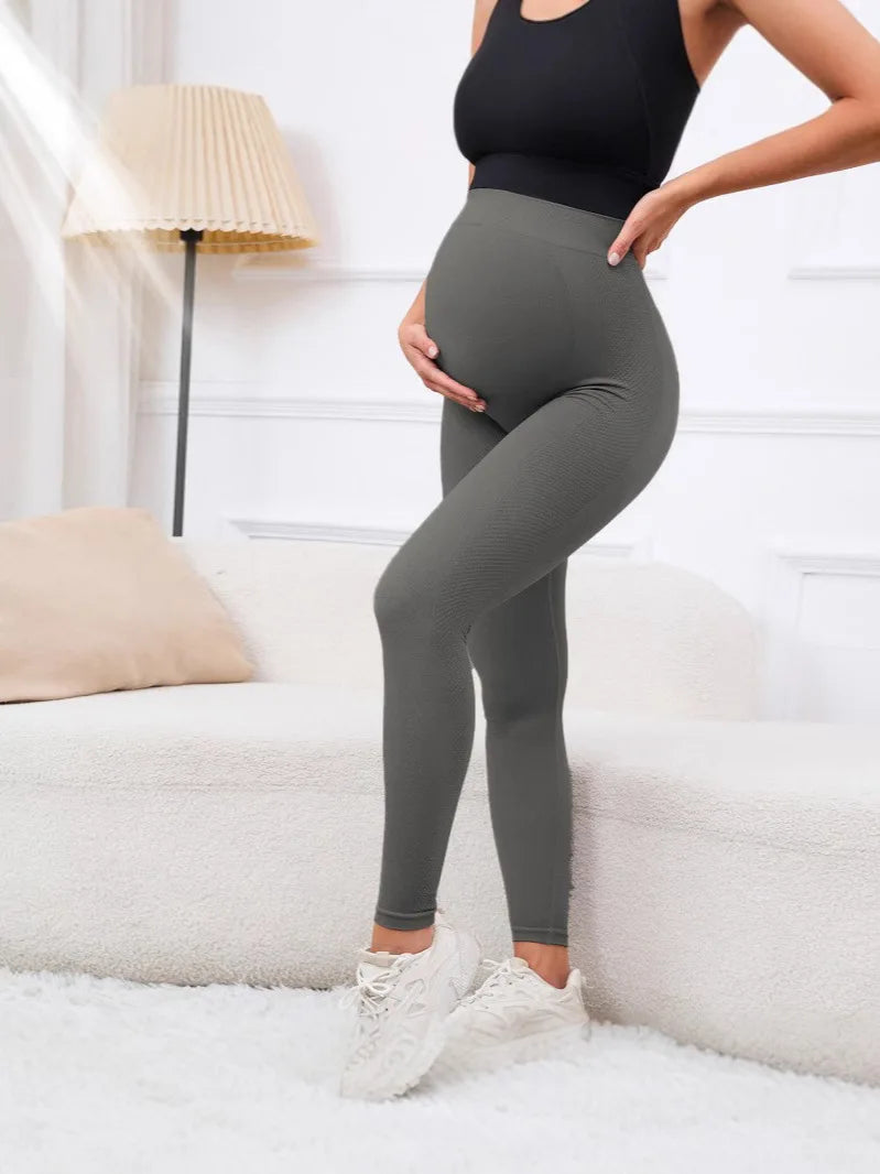 3042  High Quality Nylon Seamless Maternity Yoga Pants Pregnant Women Gym Sport Supporting Abdomen Pregnant Workout Leggings