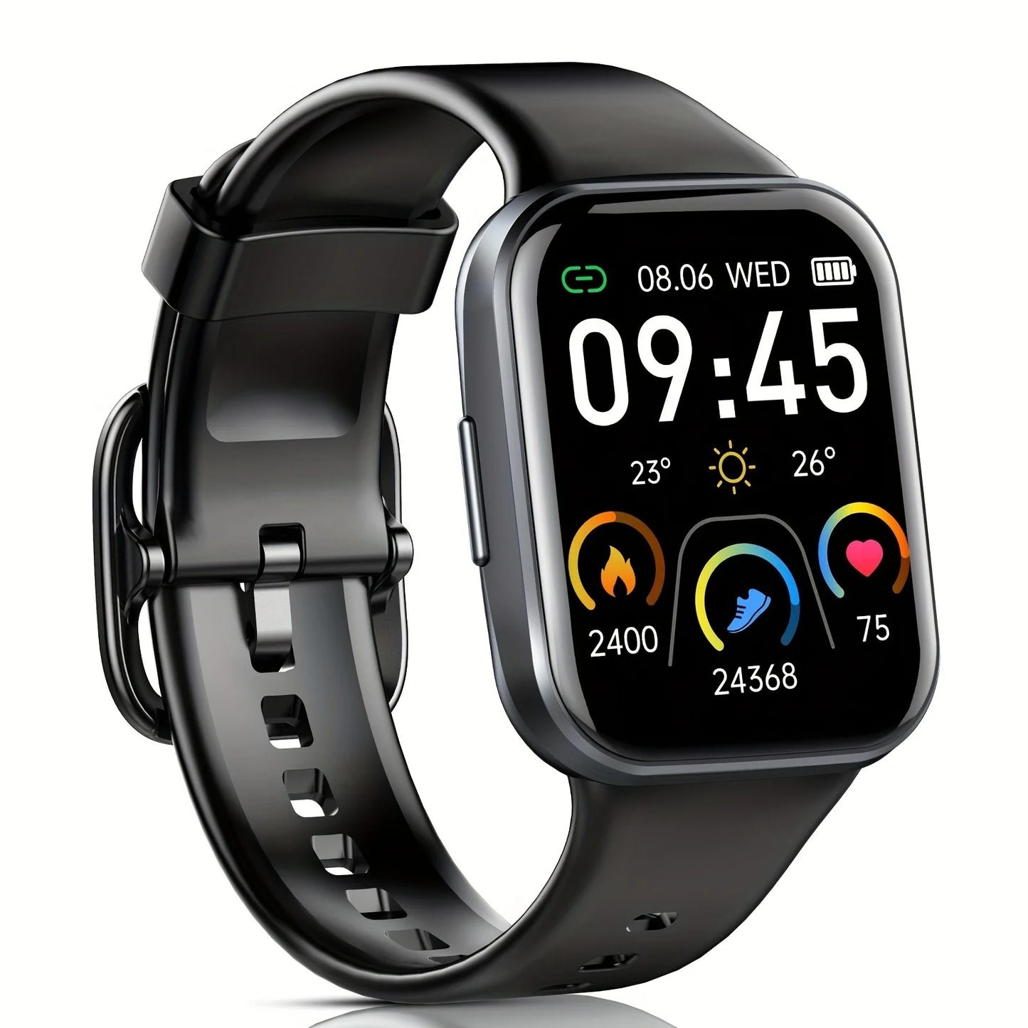 Smartwatch Features a 1.69" HD Color Display, Offers 25 Sports Modes, Includes a Fitness Tracker with Sleep Monitoring, and Is