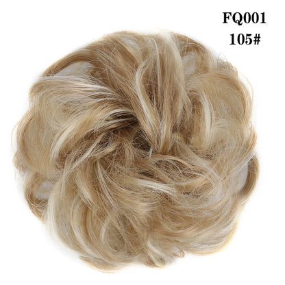 LUPU Synthetischer Haarknoten, unordentliche Haargummis mit Gummiband, natürliche, falsche Haargummistücke, Pferdeschwanz, farbig, Schwarz, Lila, Rosa, Grün