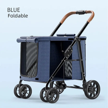 (Ready to Ship) Manufacture Pet Product Large Pet Dog and Cat Stroller with One-Hand Easy Fold Trolley