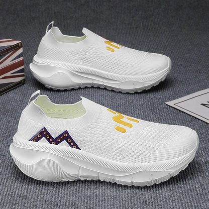 Men's Fashion Sneakers with Knit Upper Color Block Design-Lightweight Anti-Slippery Cushioning Comfort for Casual Athletic Use