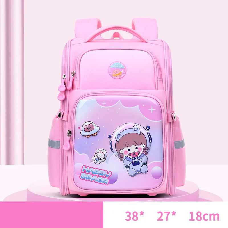 New Cartoon School Bag for Students Grades 1-6 Large Capacity Waterproof Shoulder Bag Mochila Escolar