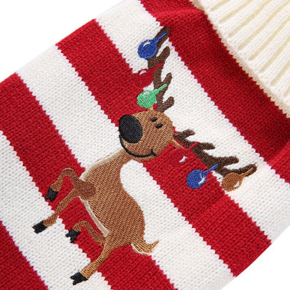 High Quality Reindeer Print Dog Clothes Cheap Winter Fashion Stripe Christmas Sweater