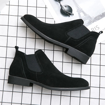 Suede Real Leather Grey Color Fashion Wedding Shoes Formal Ankle Genuine Leather Chelsea Boots