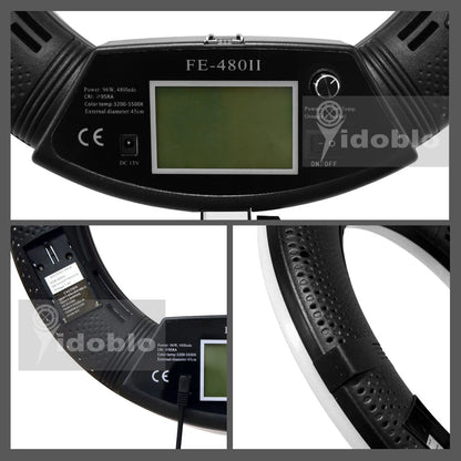 96W Yidoblo FE-480II Dimmable Bi-color Ring Light 480 LED Video Continue Lamp LCD Video lamp Lighting + 2m standing + handbag