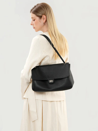 New Trending Top Grain Cowhide Leather Women's Maxi Flap Totes Shoulder Bags Ladies Crossbody Bags Fashion Classic Messenger Bag