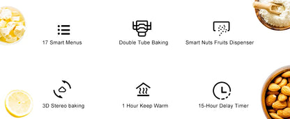BioloMix Stainless Steel 19-in-1 Automatic Bread Maker,650W Programmable Bread Machine with 3 Loaf Sizes Fruit Nut Dispenser