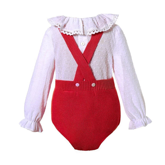 new Pettigirl Red Color Baby Popular Romper Popular Romper Baby Two-pieces Set for 6M-3Y Boys and Girls 1BAG=1PCS