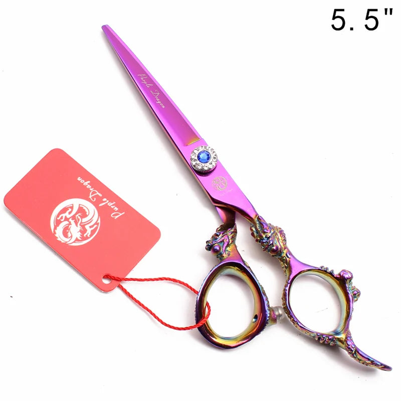 Hair Scissors 5.5" 6.0" 440C Purple Dragon Hairdressing Scissors Cutting Shears Hair Thinning Shears Professional Scissors Z9004