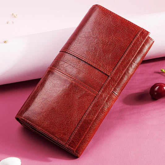 HUMERPAUL Fashion Women Wallet Genuine Leather Long Fashion Ladies Clutch Cell Phone Bags Muti-fuction RFID Card Holder Purse