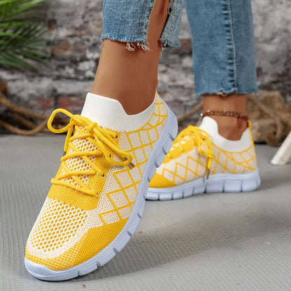 2026 NEW KJ Women's Sneakers Breathable Mesh Casual Sports Shoes New Thick Sole Travel Shoes with Cushioning Lightweight