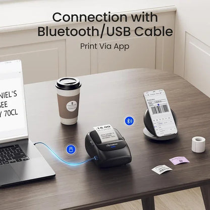 FCJ 2 Inch Mini Portable for Bluetooth Handheld Thermal Inkless Label Printer Label Maker Machine with Sticker & Barcode Feature