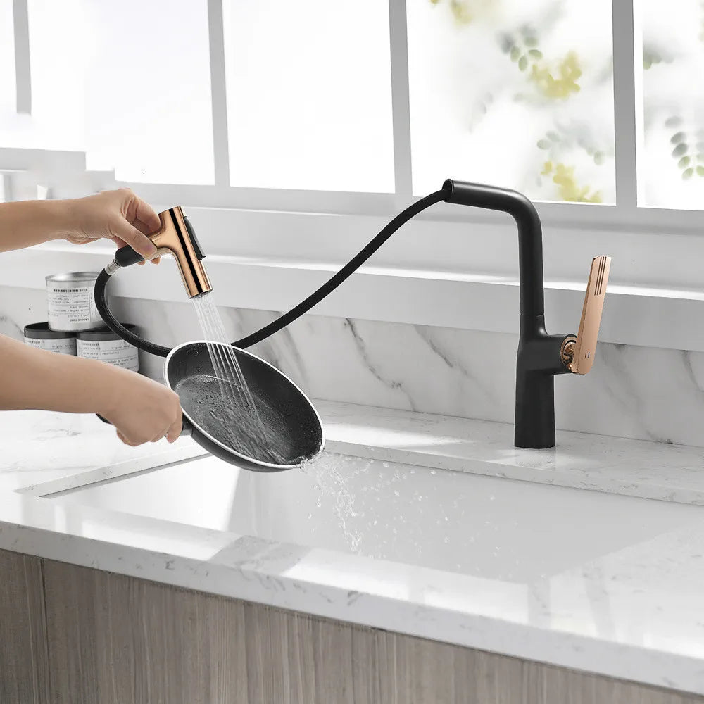 Polished Gold Single Handle Kitchen Mixer Faucet Brass Kitchen Sink Faucet Taps