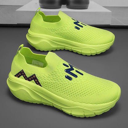 Men's Fashion Sneakers with Knit Upper Color Block Design-Lightweight Anti-Slippery Cushioning Comfort for Casual Athletic Use