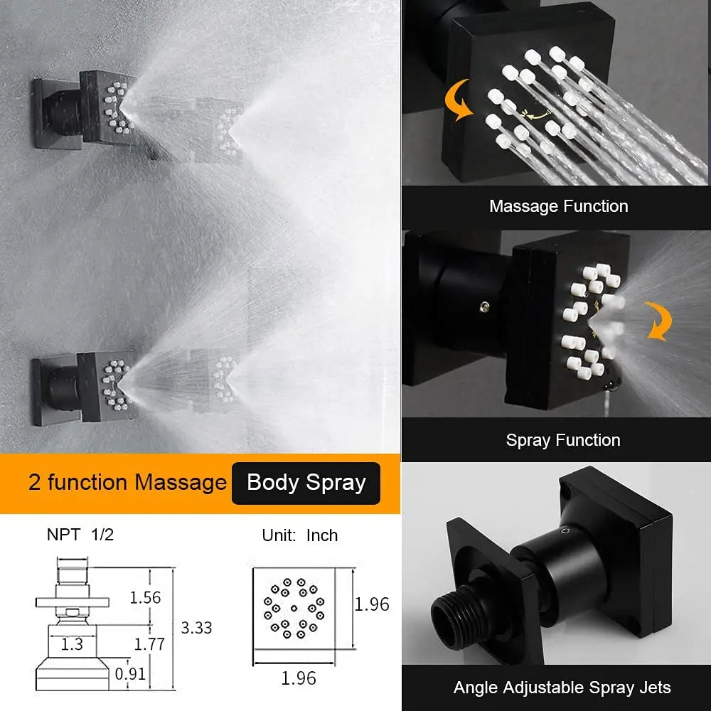 Shower Fixtures Ceiling Mounted Rainfall  Shower System With Jets