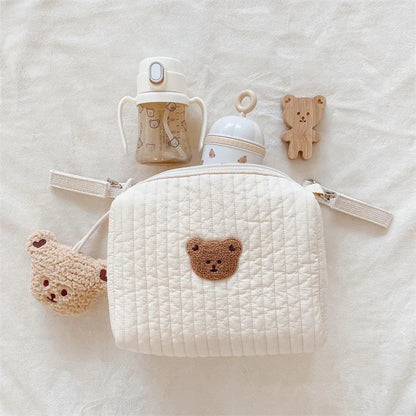 Large Capacity Mommy Caddy Organizer Cotton Diaper Bag for Baby Premium Fabric Nappy Bag