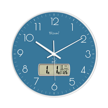 Modern Round ABS High Quality Plastic Multifunctional LCD Analog Scenic Electric Living Room Sports Wall Clock Large Display