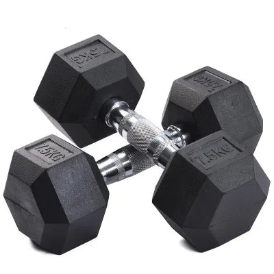 Hot Sales Gym Dumbbells Cast Iron for Gym Equipment Fixed Rubber Dumbbell Adjustable Barbell Hexagonal Rubber Coated Dumbbell