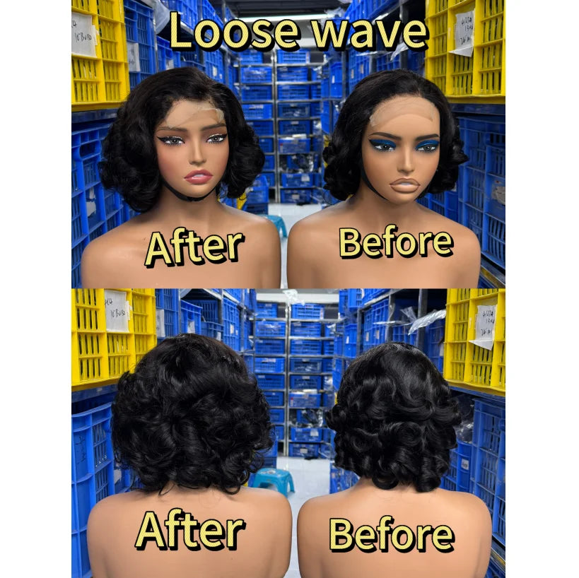 100% Virgin Human Brazilian Hair Short 4x4 Closure BOB Wig for Black Women Cheap Curly Bob Wigs Human Hair Lace Front