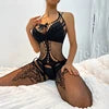 Sexy Dessous mit offenem Schritt, durchbrochenem Netzbody, sexy Strumpfhose mit Cut-Outs, Ganzkörperstrumpf